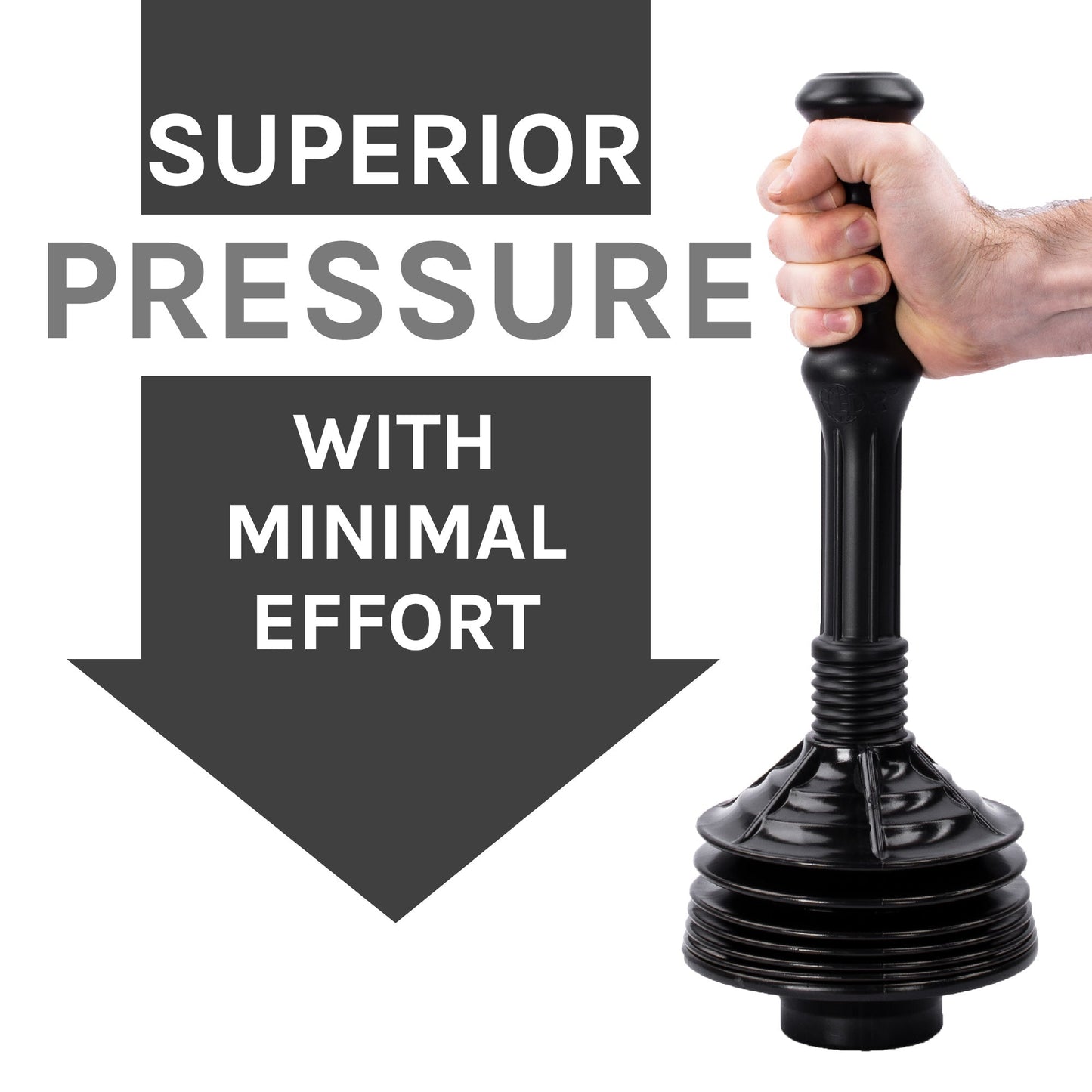 Antimicrobial Bellows Accordion Toilet Plunger with Black Storage Tray (Black)