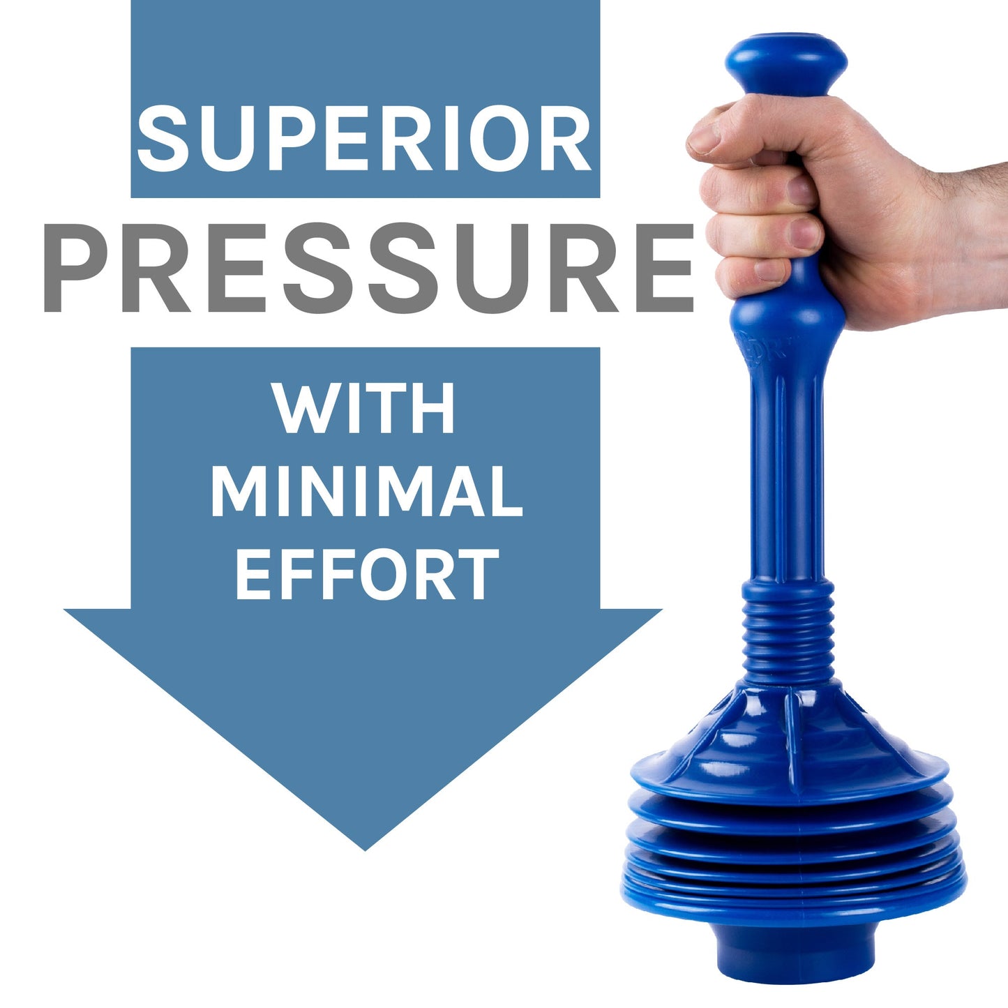 Antimicrobial Bellows Accordion Toilet Plunger with Black Storage Tray (Blue)