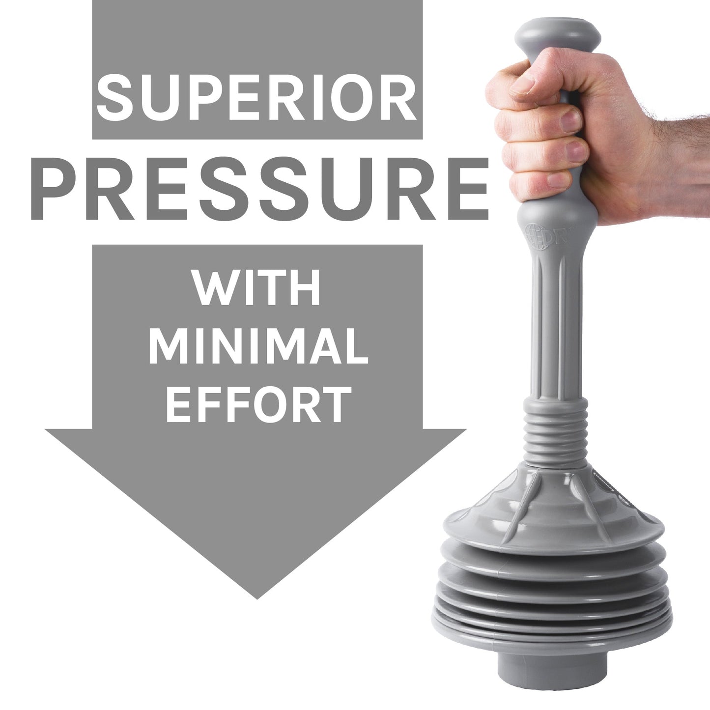 Antimicrobial Bellows Accordion Toilet Plunger with Black Storage Tray (Grey)