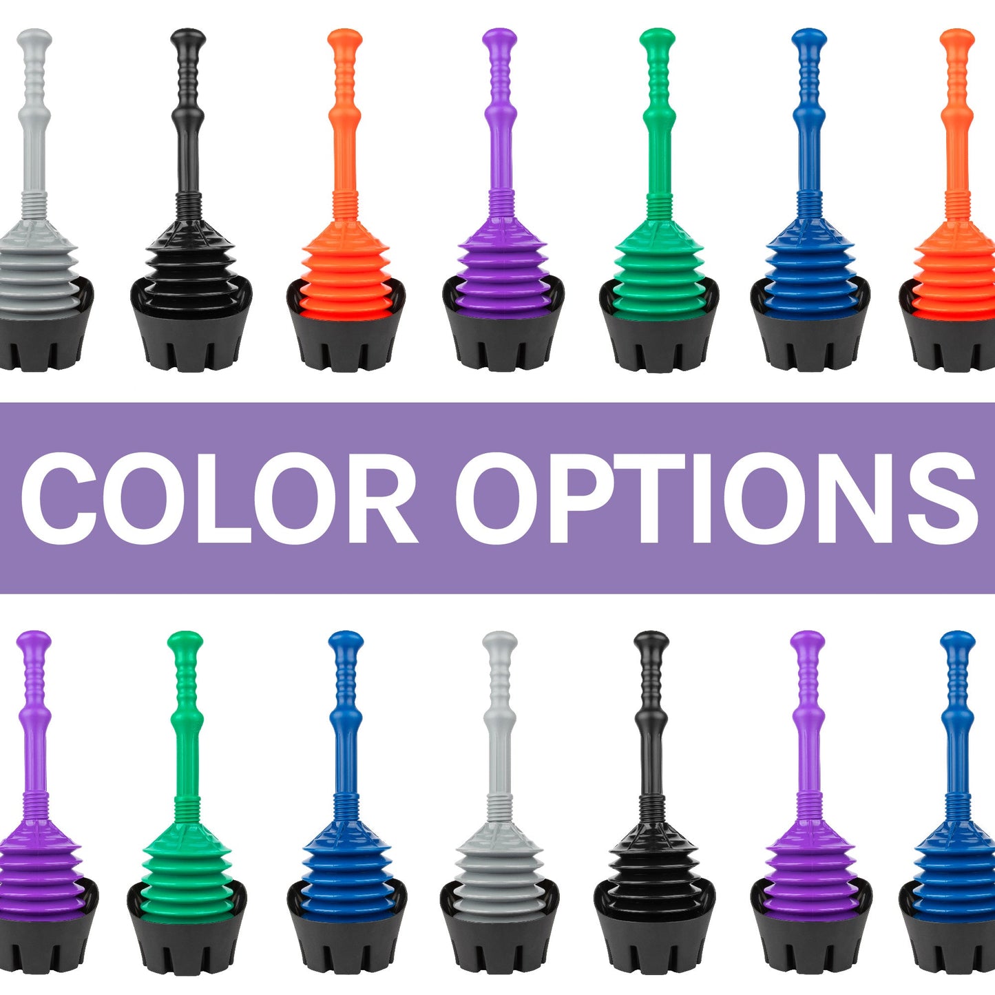 Antimicrobial Bellows Accordion Toilet Plunger with Black Storage Tray (Purple)