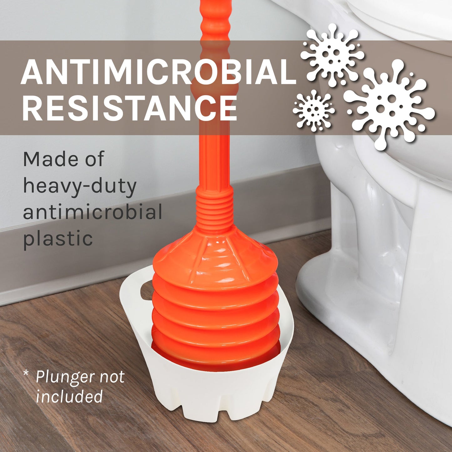 Antimicrobial Universal Drip Tray for Toilet Plunger (White)