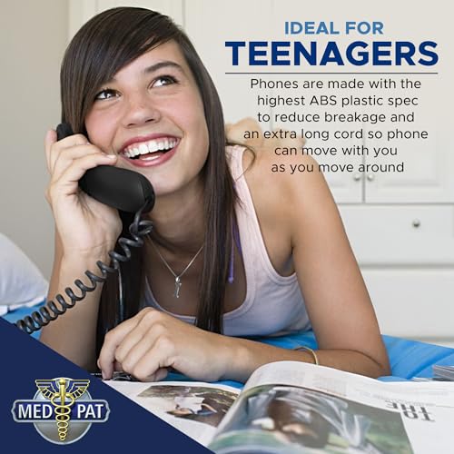 Med-Pat T-4 Trimline Telephone | Corded, Wall Mountable, Hearing Aid Compatible | Senior & Healthcare Phone