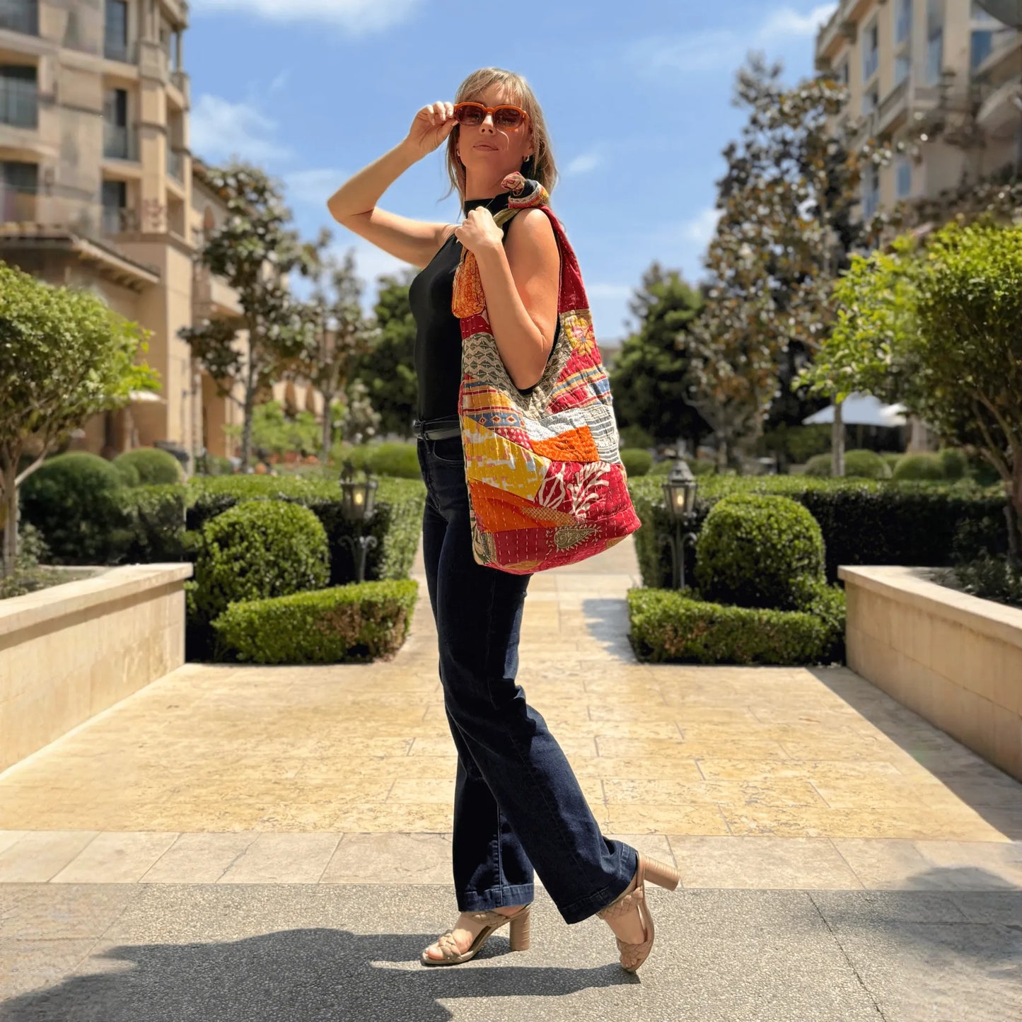 Kathmandu Collection Kantha Patchwork Hobo Bag