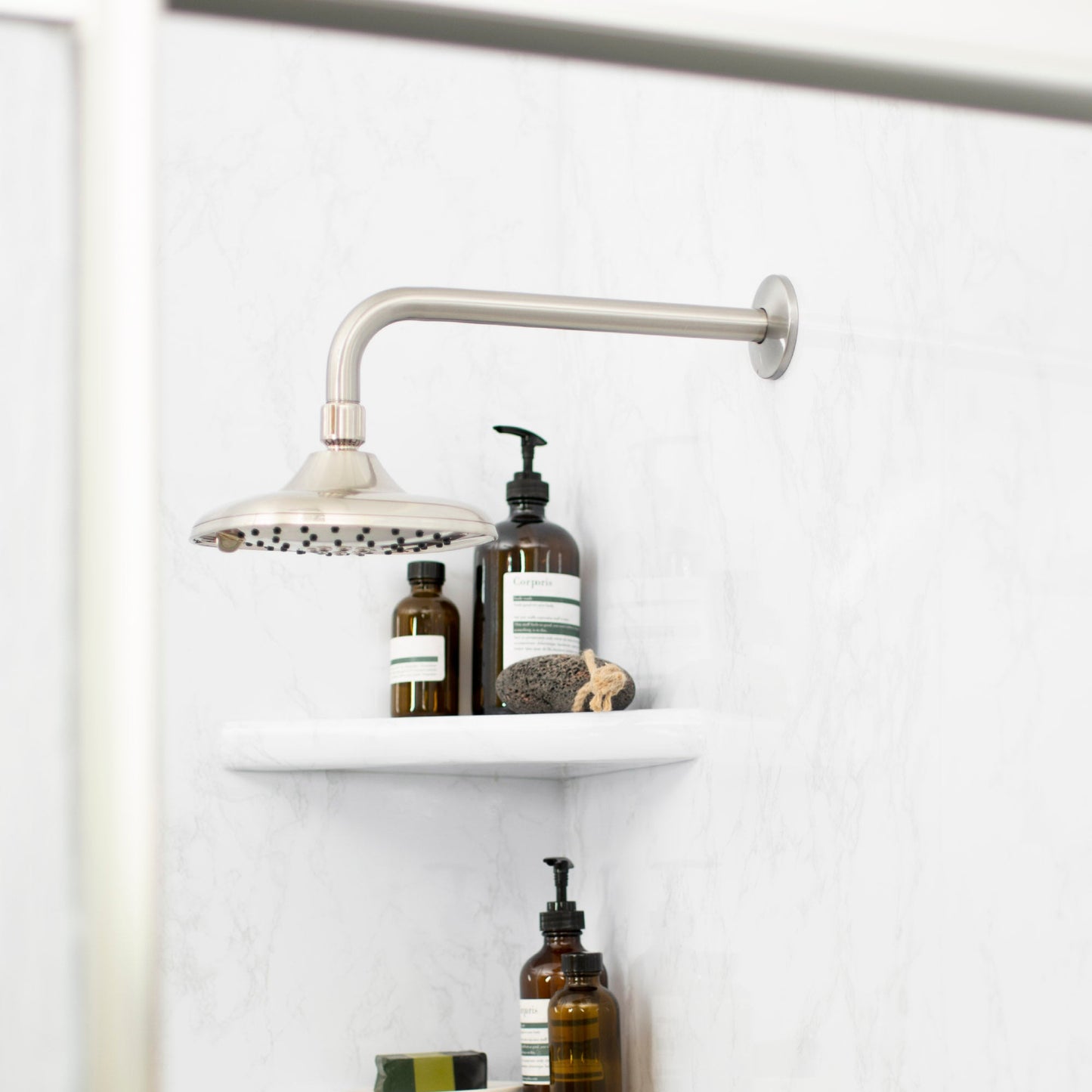 12 in. L-Shaped Shower Head Extension Arm (Brushed Nickel Finish)