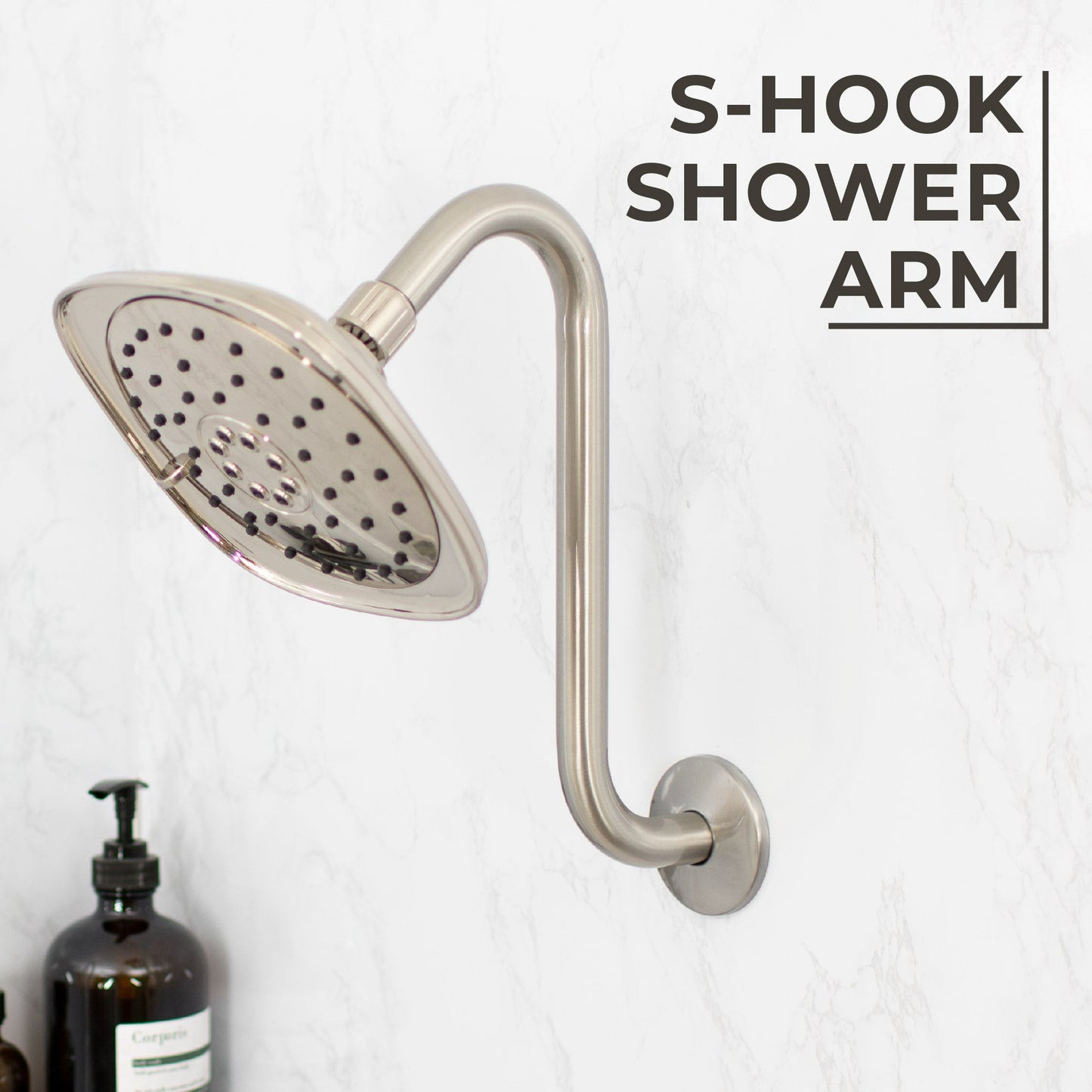 10.5 in. S-Shaped Stainless Steel Shower Head Extension Arm (Brushed Nickel Finish)