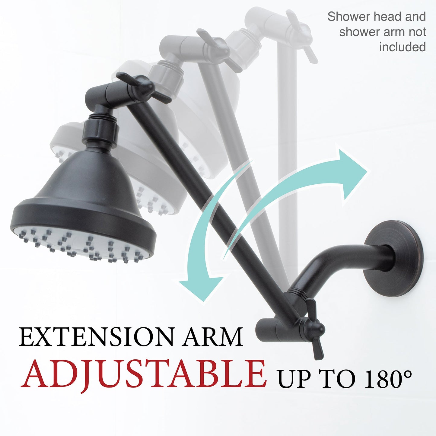 10 in. Solid Brass Shower Head Extension Arm (Black Finish)