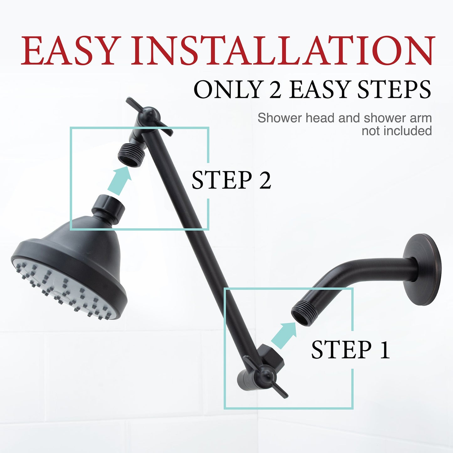 10 in. Solid Brass Shower Head Extension Arm (Black Finish)