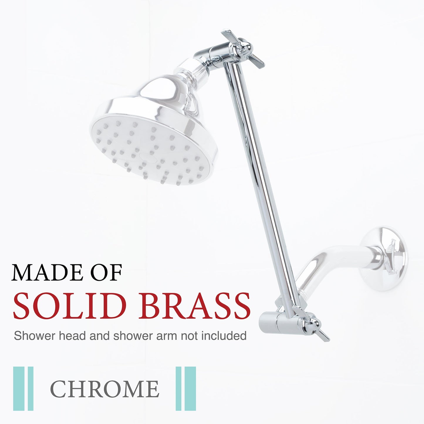 10 in. Solid Brass Shower Head Extension Arm (Chrome Finish)