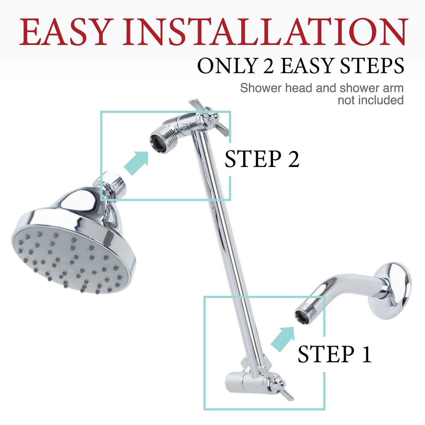 10 in. Solid Brass Shower Head Extension Arm (Chrome Finish)