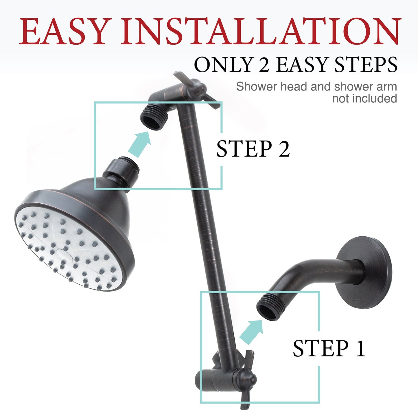 10 in. Solid Brass Shower Head Extension Arm (Oil-Rubbed Bronze Finish)