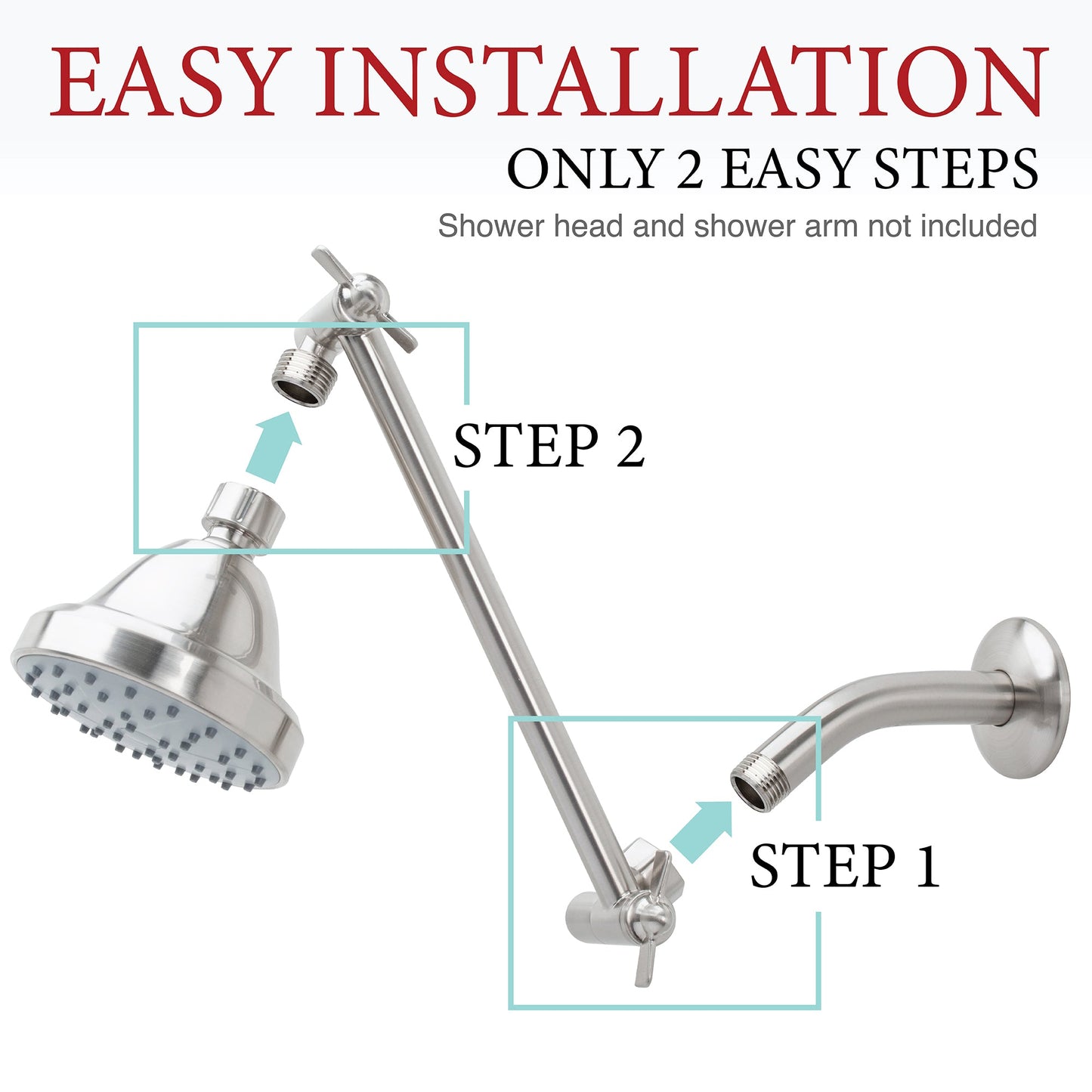 10 in. Solid Brass Shower Head Extension Arm (Stainless Steel Finish)