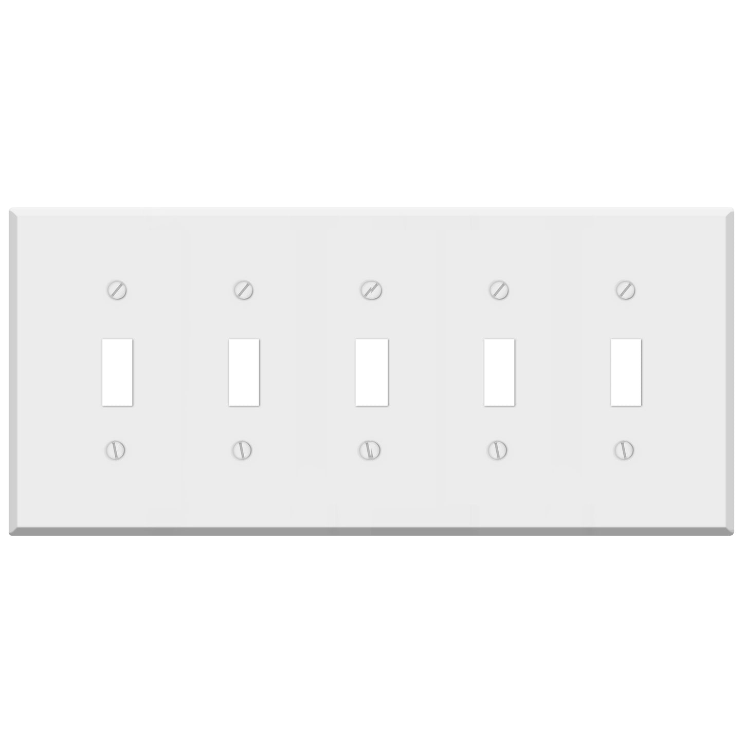 5-Gang White Metal Toggle Switch Wall Plate – Standard Size - Made in USA