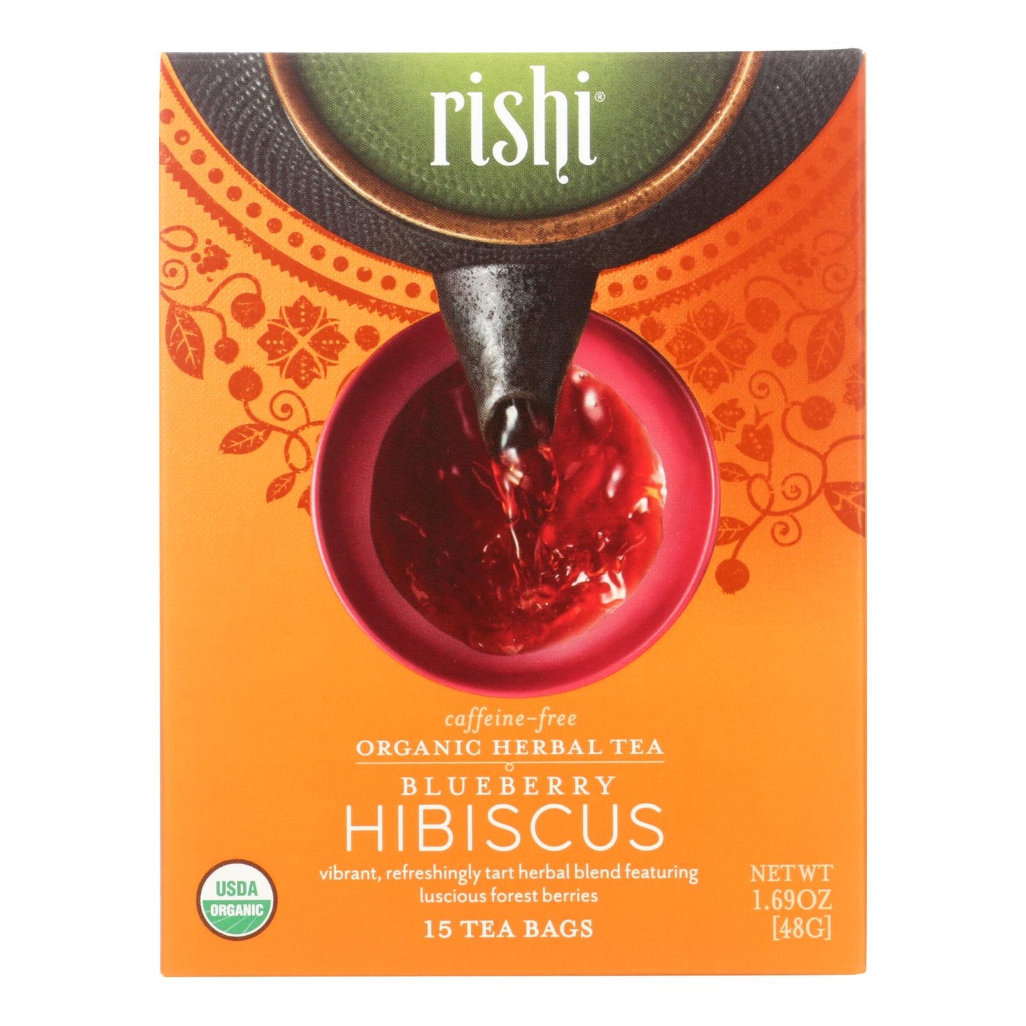 Rishi Organic Tea - Blueberry Hibiscus - Case Of 6 - 15 Bags