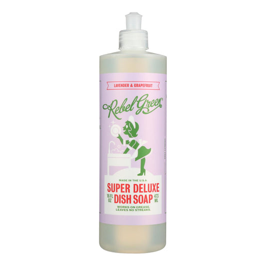 Rebel Green Dish Soap - Lavender And Grapefruit - Deluxe - Case Of 4 - 16 Fl Oz