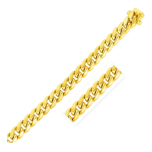 10.75mm 10k Yellow Gold Semi Solid Miami Cuban Chain