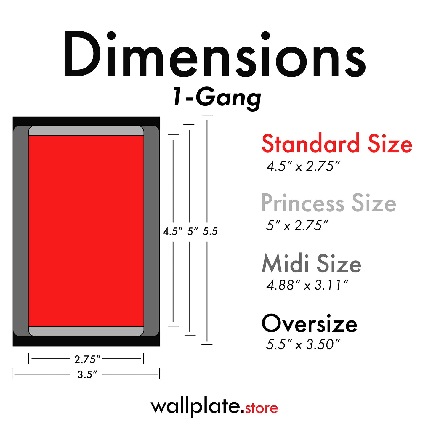 1 Gang Midi Size White Plastic Blank Wall Plate