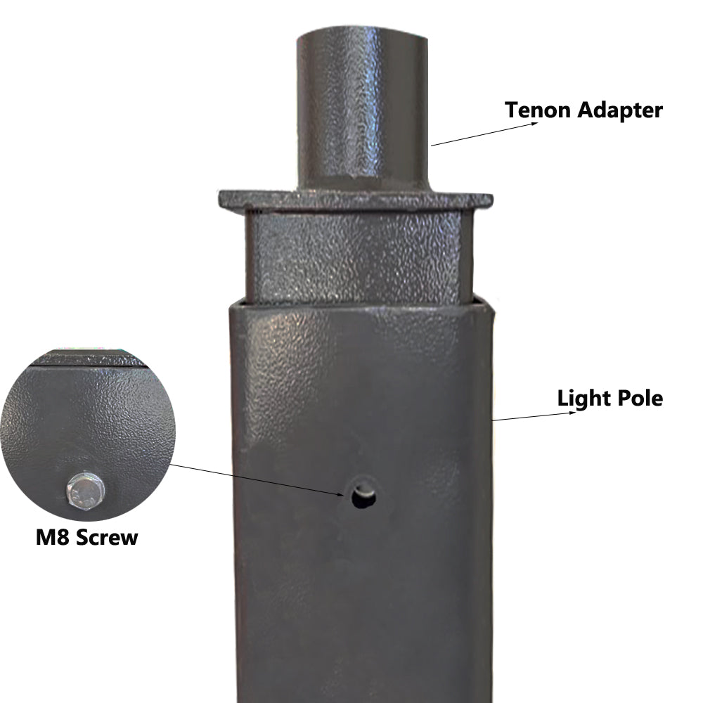 Tenon Adapter, 4" Square Pole Bracket,2-3/8in Slip Fit Mounting for Shoebox, Parking Lot Lights, Single Spoke Mount Light Pole Bracket Accessories
