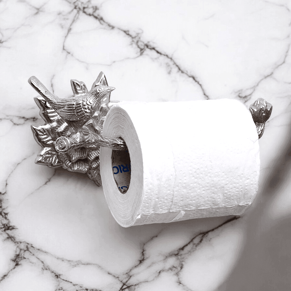 Brass Bird Roll Holder - Chrome Finish