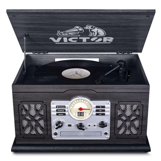 Victor State 7-in-1 Wood Music Center with 3-Speed Turntable and Dual Bluetooth - 🆕 New Arrivals, All Products, Products from Jupiter Gear Home, 🖥️ Electronics, 🖥️ Audio Equipment - Little Red General Store
