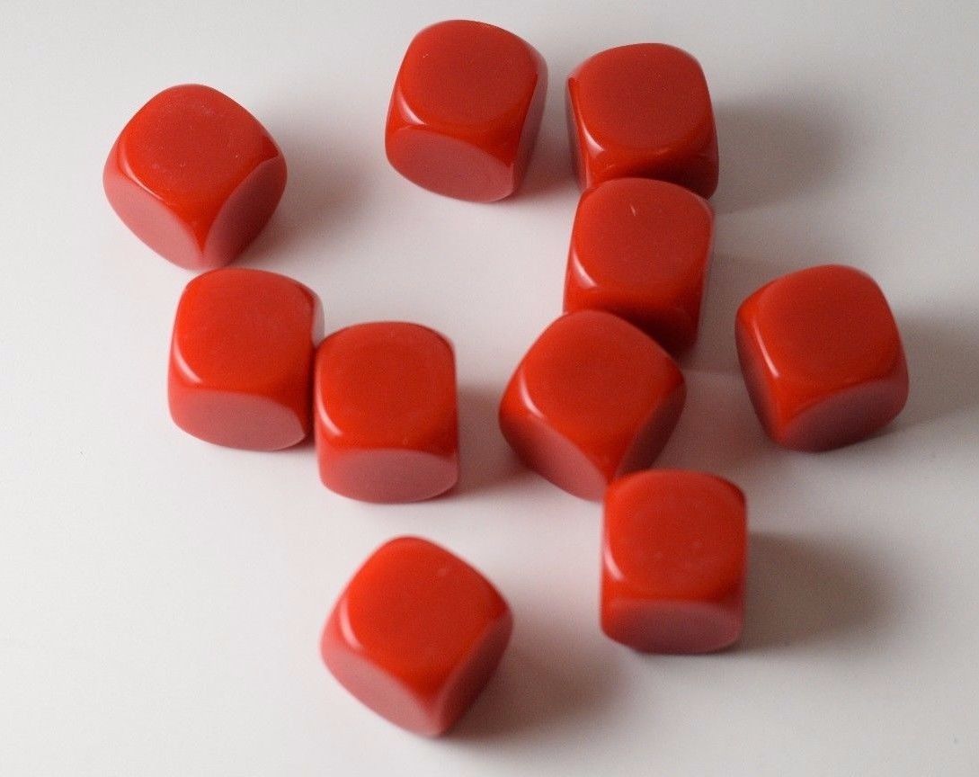 (Sold by Piece) Blank Red Dice / Counting Cubes 16mm D6 Square RPG Gaming Dice DIY