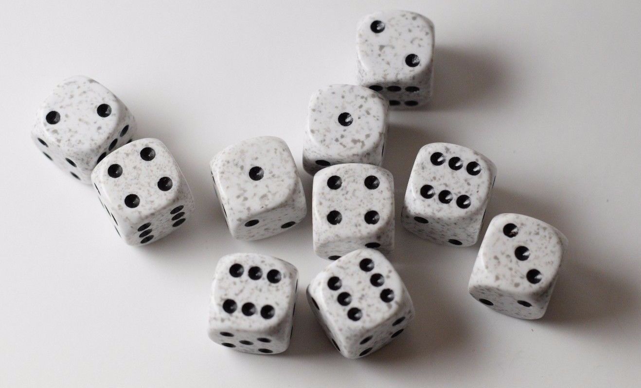 Arctic Camo Speckled 16mm D6 RPG Chessex | Sold Per Piece (White/Black)