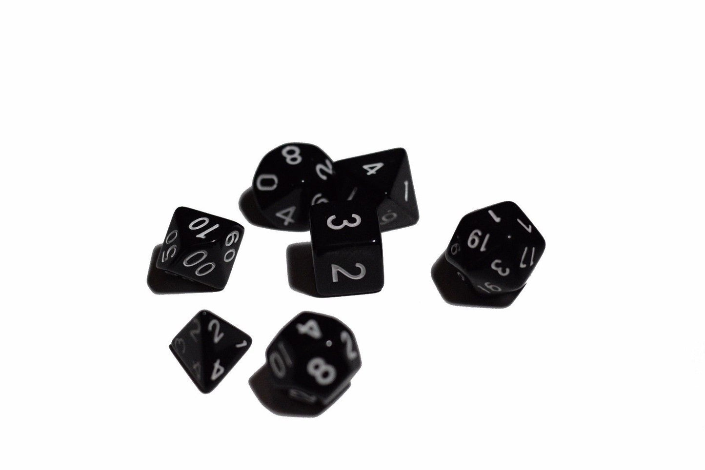 Black Opaque 7 Die Set Polyhedral Dice by BrycesDice RPG Magic D&D Unique
