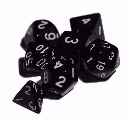 Black Opaque 7 Die Set Polyhedral Dice by BrycesDice RPG Magic D&D Unique