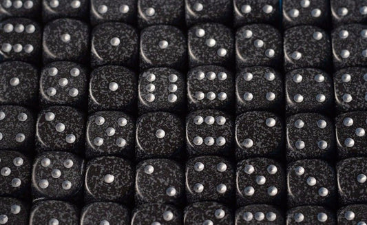 Ninja Speckled 16mm D6 Pipped | Black/Grey (sold per piece)