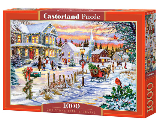 1000 Piece Jigsaw Puzzle, Christmas Tree is Coming, Winter scene, Vintage puzzles, Adult Puzzle, Castorland C-105274-2