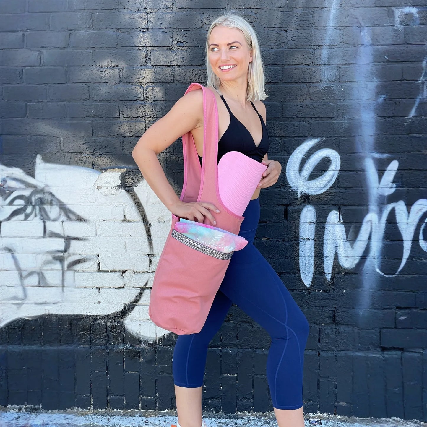 JupiterGear Yoga Mat Carrying Tote Bag with Large Size Pockets | Multipurpose and Fit Most Size Mats