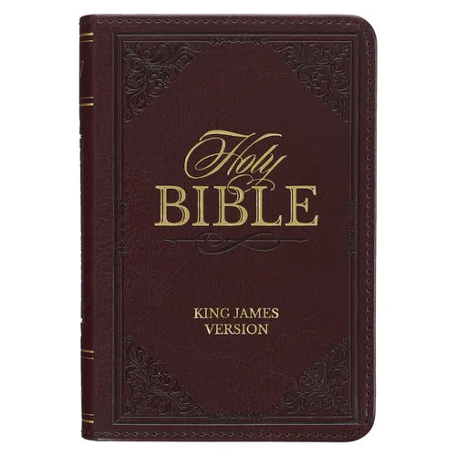 KJV Holy Bible, Mini Pocket Size, Faux Leather Red Letter Edition - Ribbon Marker, King James Version, Burgundy