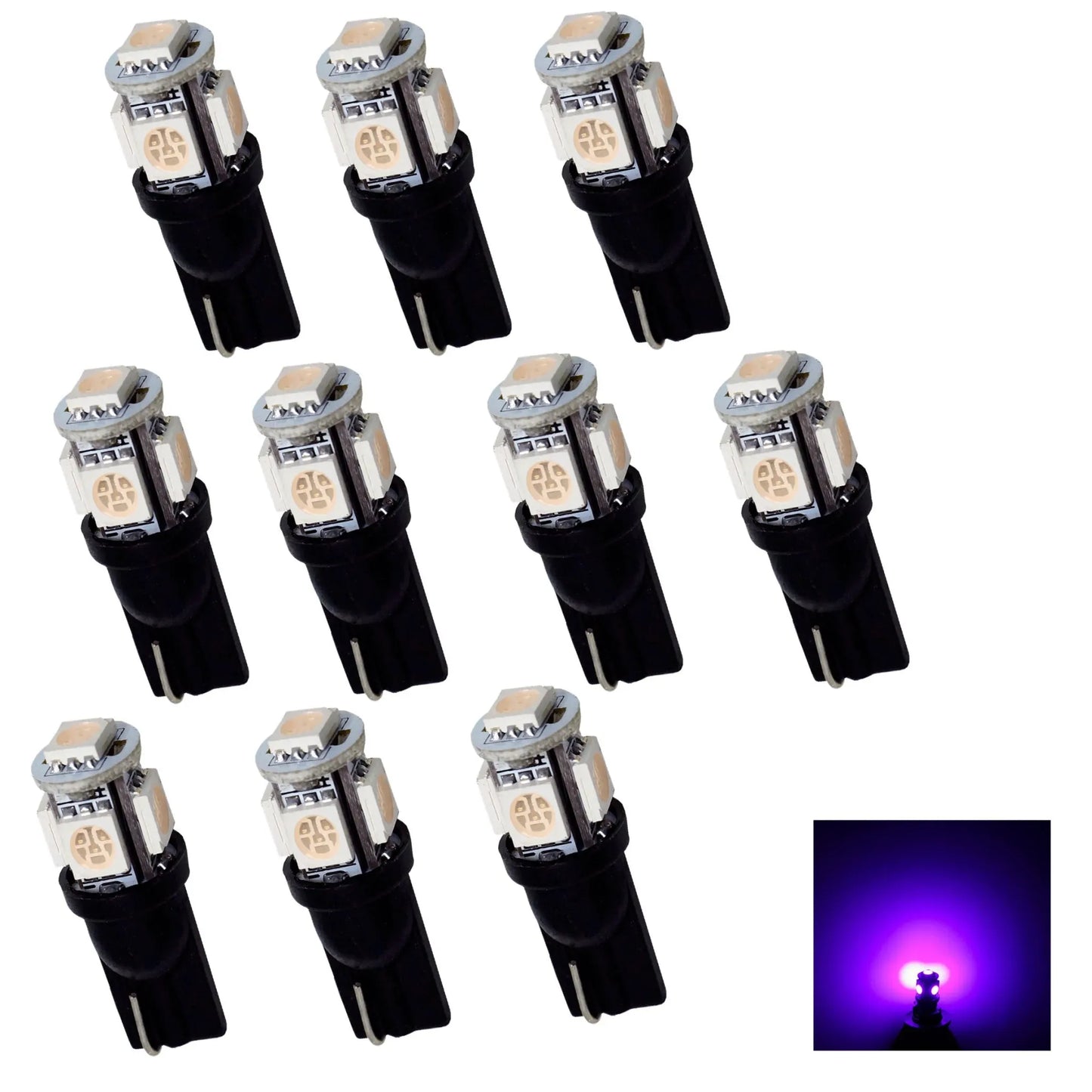 Auto T10 194 168 5SMD 5050 LED Light Bulb 12V Current Fixed for Interior Map Dome Instrument Panel Trunk Backup License Plate Lamp (With Polarity)