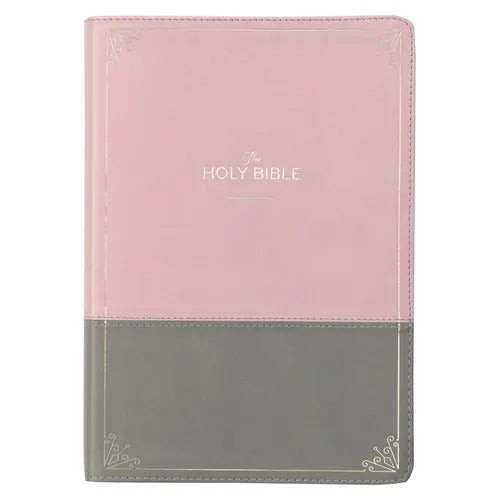 KJV Holy Bible, Super Giant Print Faux Leather Red Letter Edition - Ribbon Marker, King James Version, Pink/Gray
