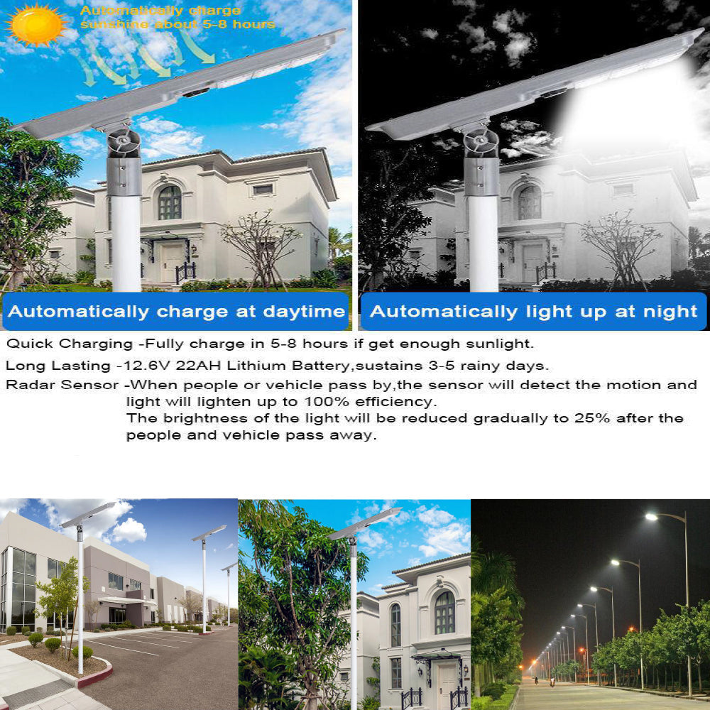 All in One Solar Street Light 50W 80W 100W Outdoor 5000K Daylight Motion Sensor Dusk to Dawn LED Security Flood Lights for Road CE RoHS