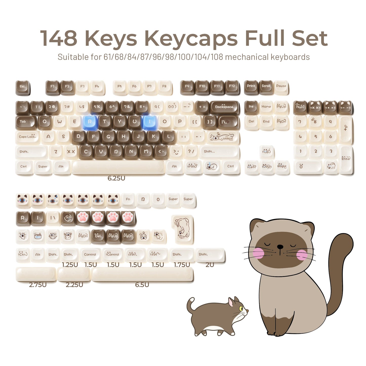 XVX House Cat MAO Profile Keycaps Set (149-key)