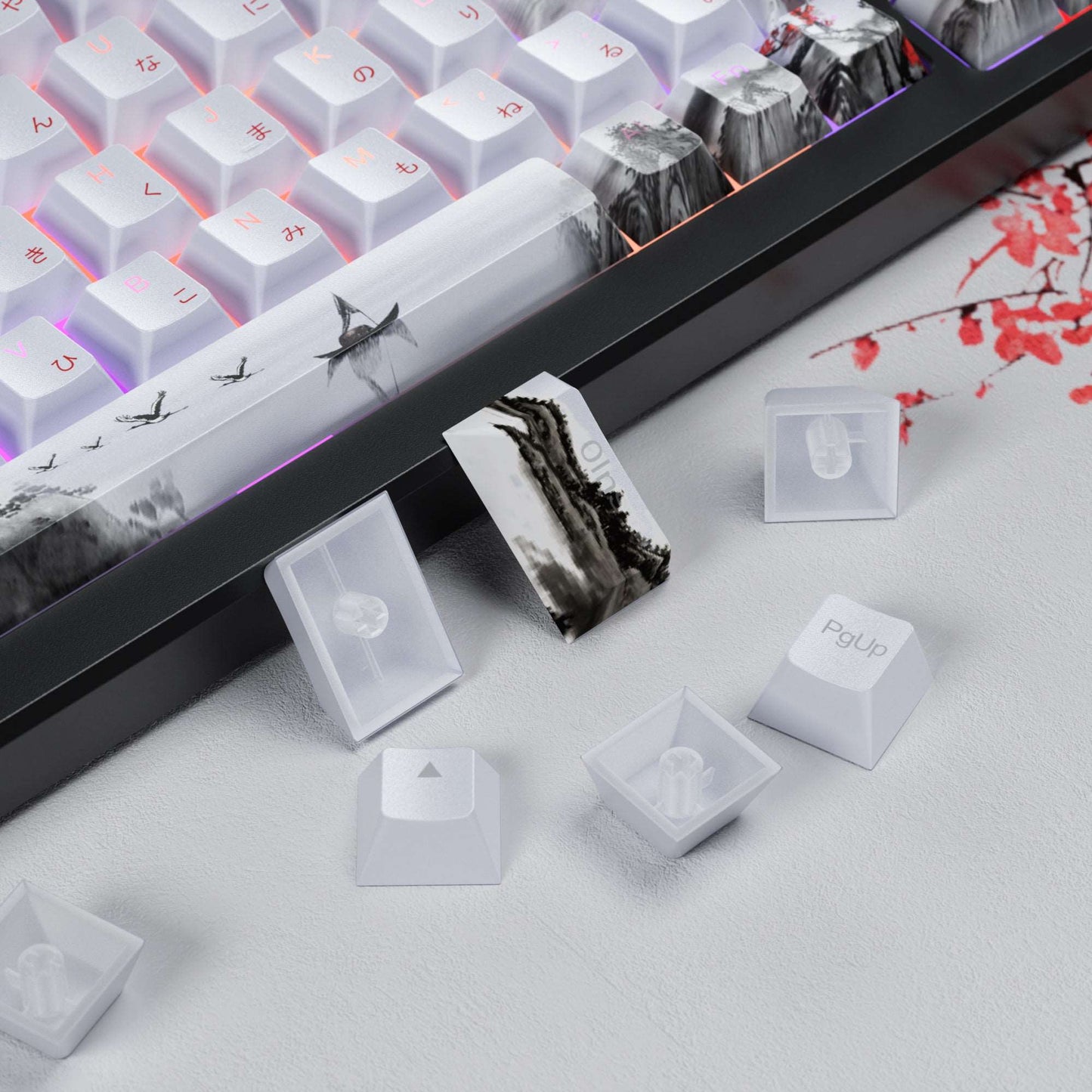 XVX  Plum Blossom Cherry Profile Double shot  5-sided Dye-Sub PBT Keycap Set (127-Key)