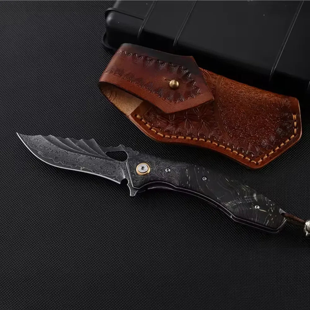 Condor VG10 Japanese Damascus Pocket Knife with Stained Maple Burl handle