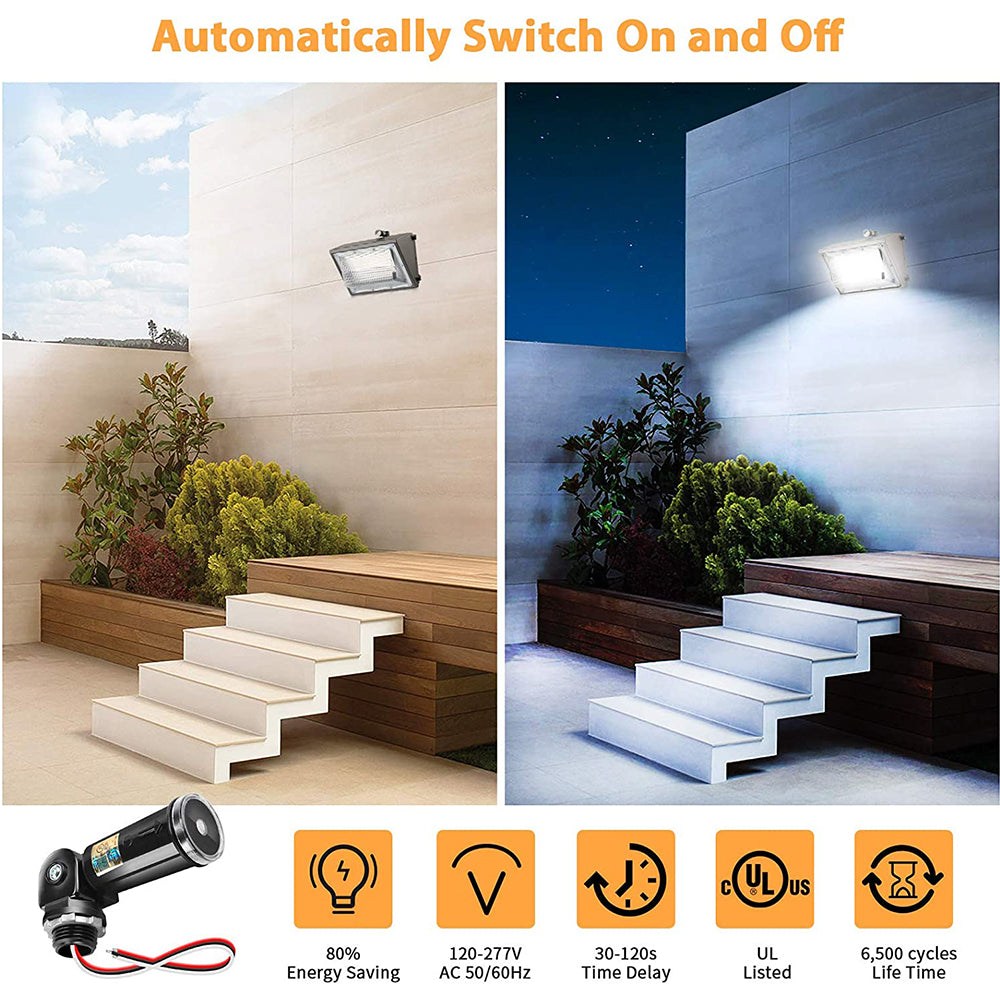 Outdoor Dusk to Dawn Lighting Control,120-277V Photo Sensor Swivel Mount Photoelectric Light Switch for Wall Packs, LED Flood Lights-2 Pack