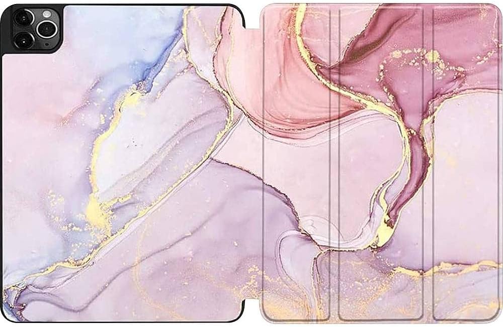 Inspire Series Pink Marble Folio Case with Glass Screen - iPad Pro 12.9 (4th, 5th & 6th Generation)