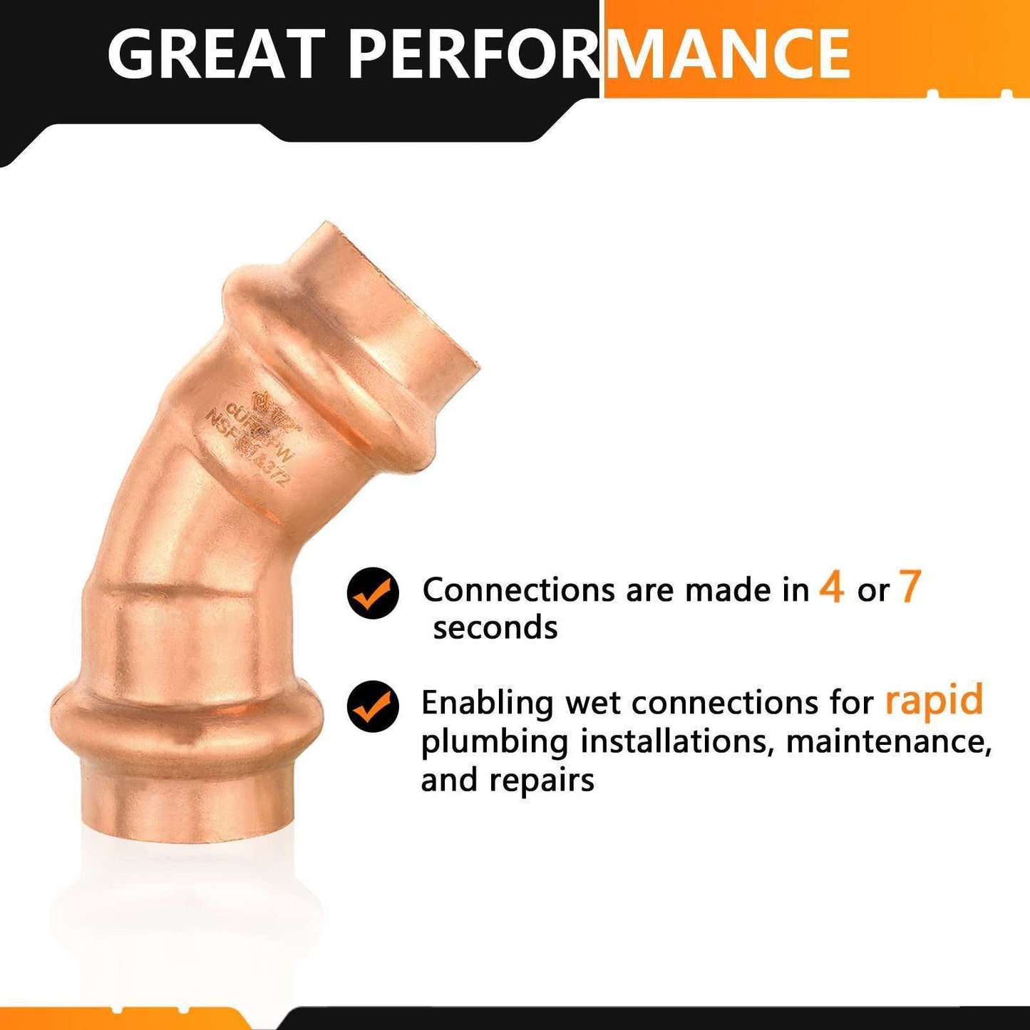 1/2" Press Copper 45° Elbow (Lead Free)