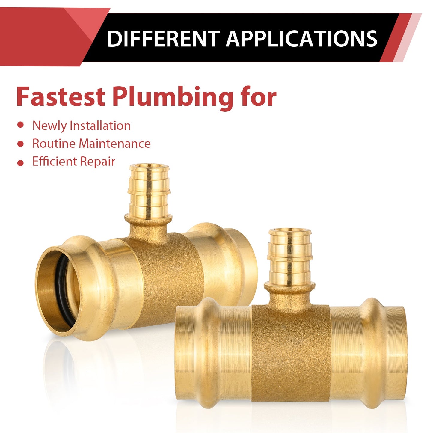 1" x 1" x 1/2" Press x Press x PEX Expansion Brass Tee (Lead Free)