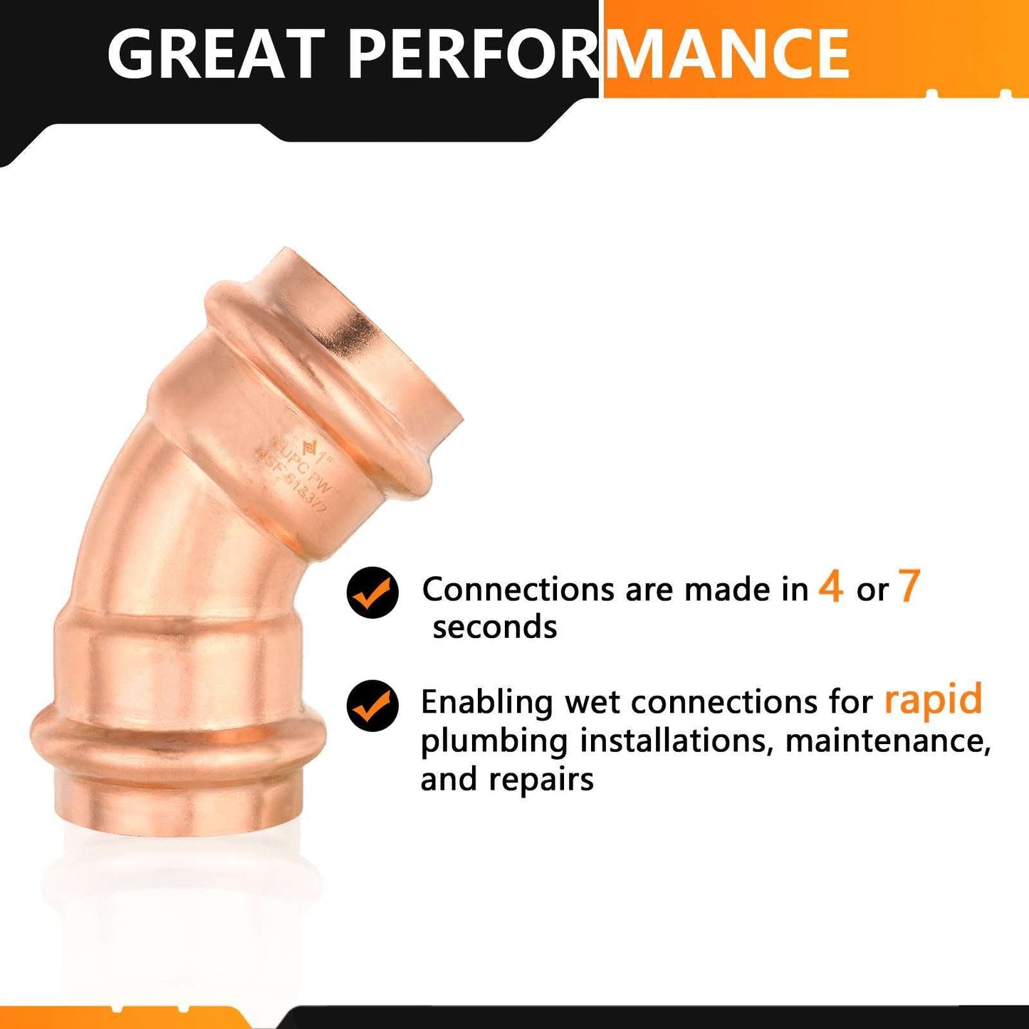 1" Press Copper 45° Elbow (Lead Free)