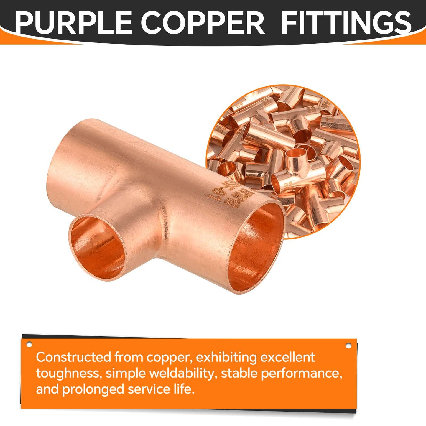 1" x 1" x 1/2" Copper Reducing Tee