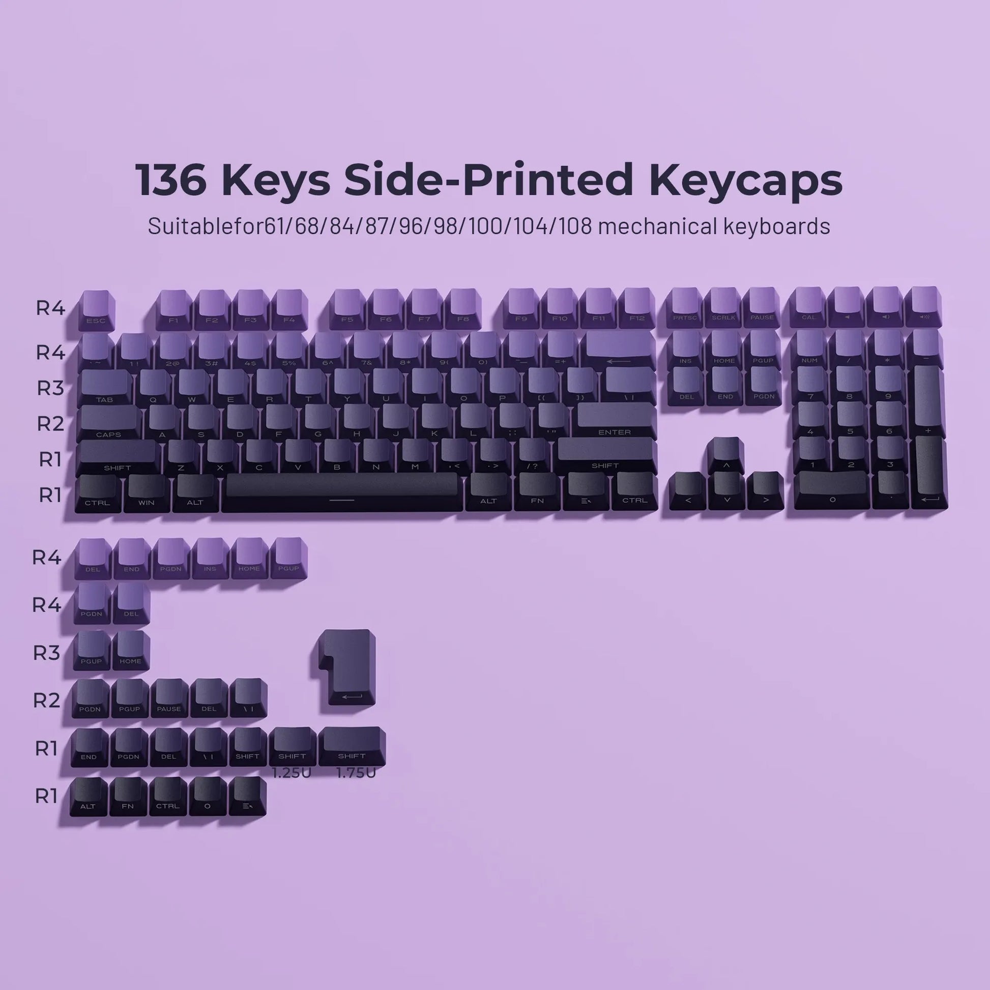 XVX Gradient Series 136-Key Side-Printed OEM Profile Keycap (7 Colors)