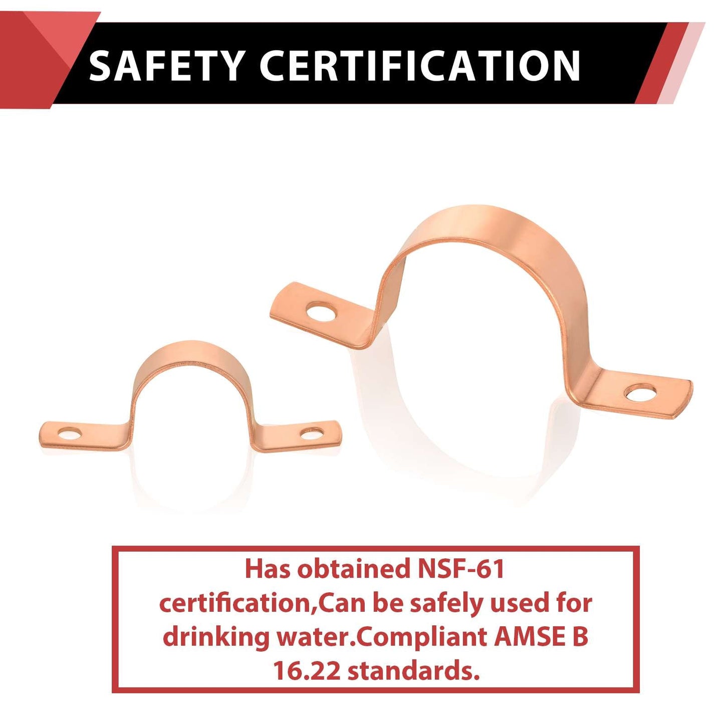 1-1/2" Copper Pipe Straps, Two Hole