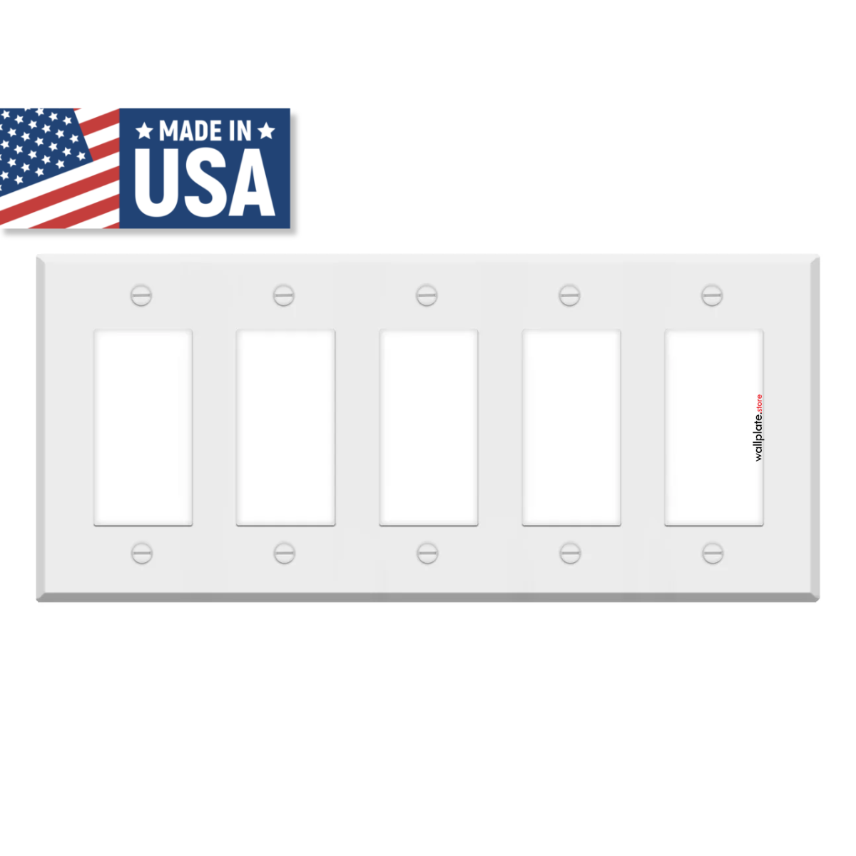 5 Gang White Metal Decora® Style Rocker GFCI Switch Wall Plate Cover