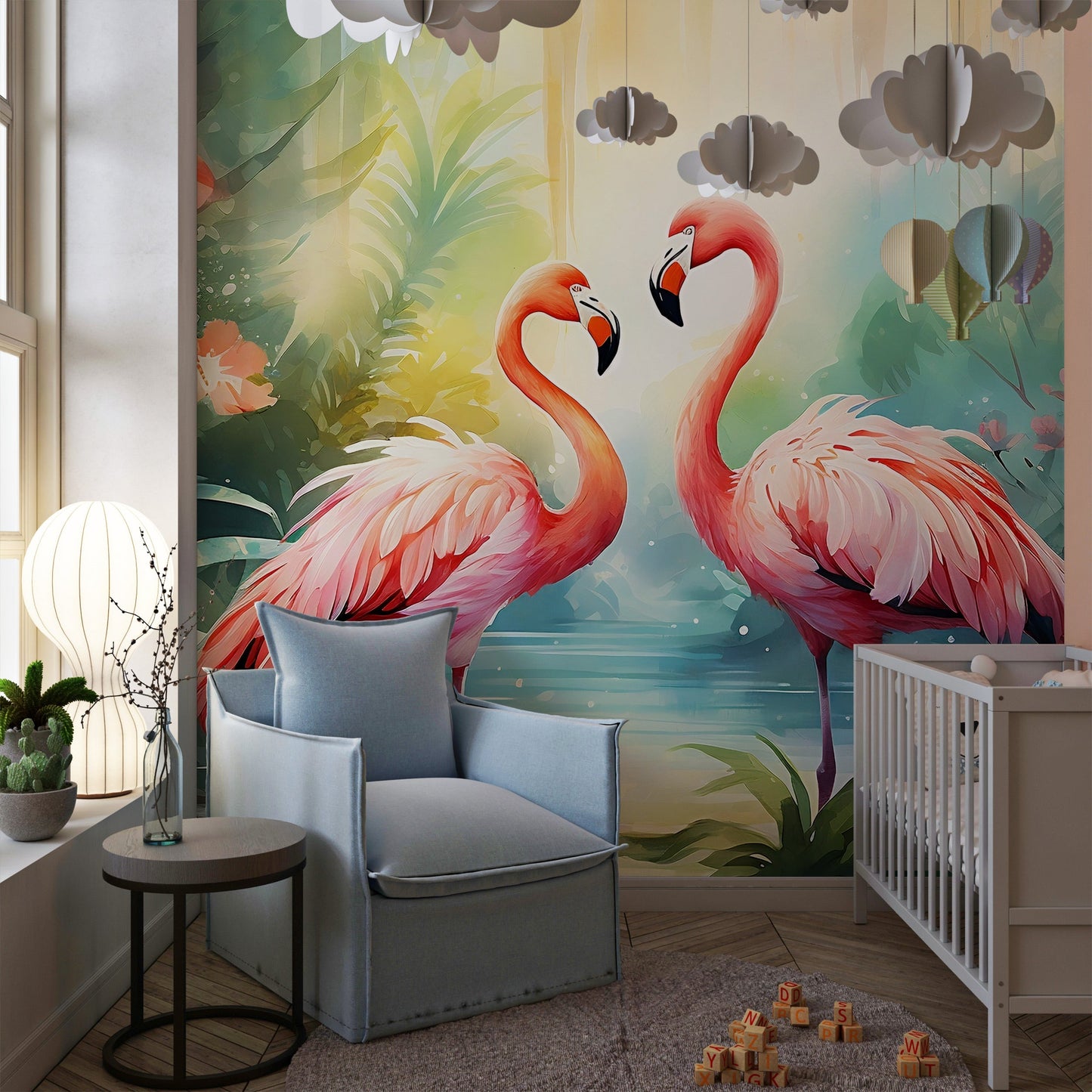 Tropical Flamingo Mural