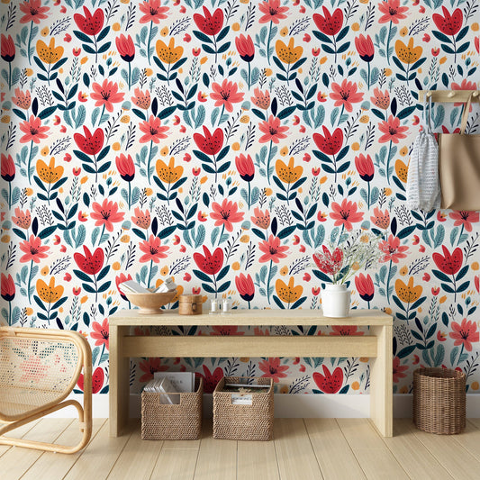 Colorful Funky Floral Wallpaper
