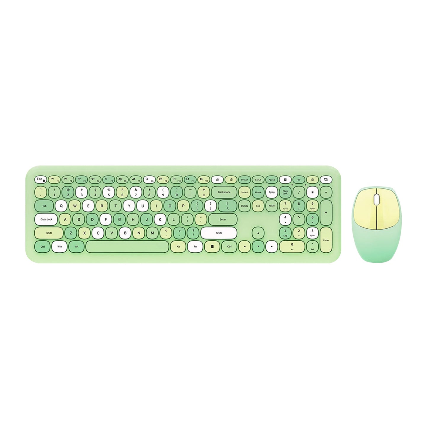 Wireless Keyboard and Mouse Combo with Lime Green Flush Keys