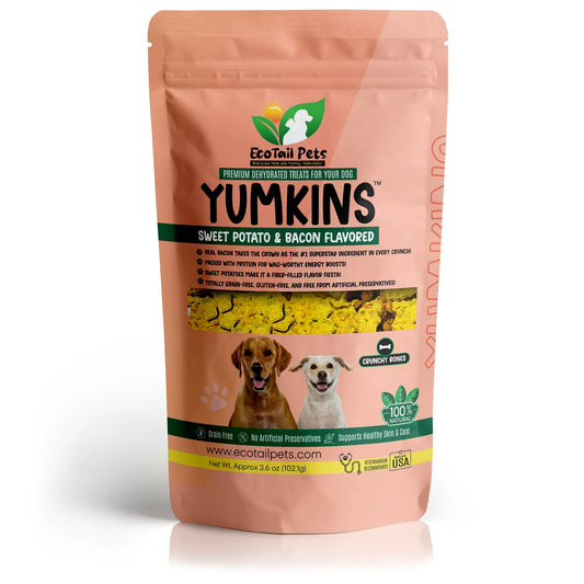 𝗦𝗨𝗕𝗦𝗖𝗥𝗜𝗣𝗧𝗜𝗢𝗡 • Yumkins™: Sweet Potato & Bacon Flavored Bones (Dogs) - Medium Size Single Pouch - 3.6oz